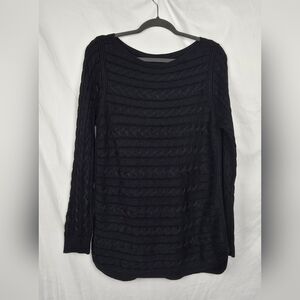 Lauren Ralph Lauren Fisherman Cable Knit Minimalist Boat Neck Sweater sz L